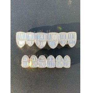 Harlembling Silver Hip Hop Diamond Iced Grills Set